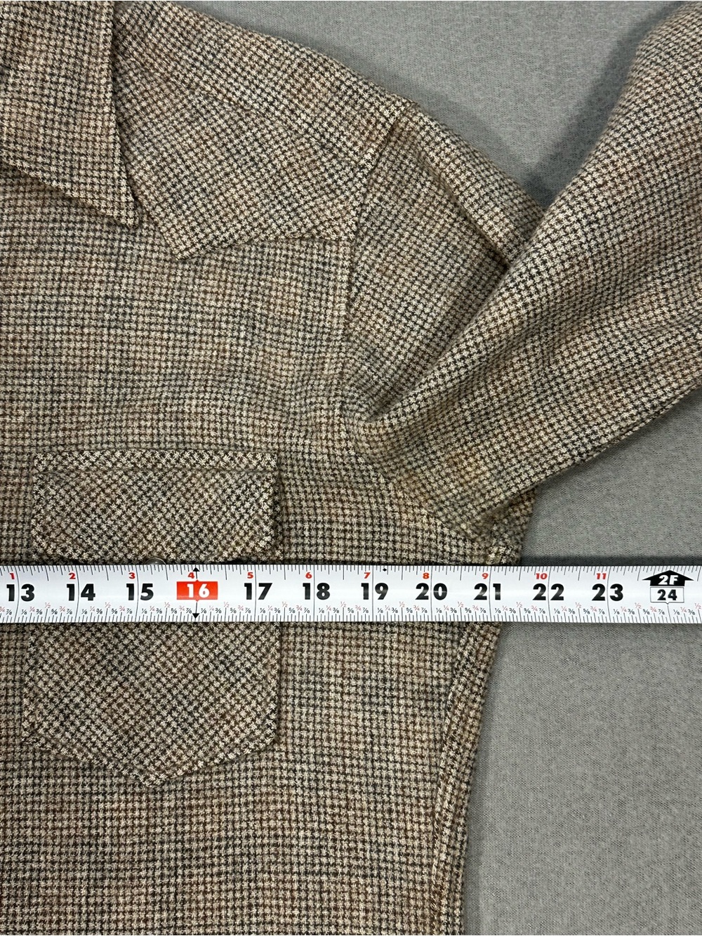 Vintage Pendleton Shirt Mens L Wool Western Snap Brown Tweed Shacket USA Style - Picture 11 of 15